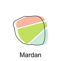 Karte von mardan geometrisch bunt Illustration Design Vorlage, Pakistan Karte auf Weiß Hintergrund Vektor