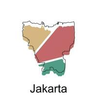 Karta av jakarta illustration design, värld Karta internationell vektor mall med översikt grafisk skiss stil isolerat på vit bakgrund