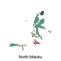 Karte von Norden Maluku Illustration Design, Welt Karte International Vektor Vorlage mit Gliederung Grafik skizzieren Stil isoliert auf Weiß Hintergrund