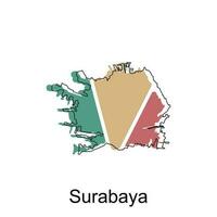 Karte von surabaya Illustration Design, Welt Karte International Vektor Vorlage mit Gliederung Grafik skizzieren Stil isoliert auf Weiß Hintergrund