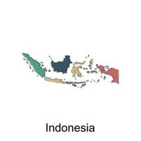 Karta av indonesien färgrik modern geometrisk med översikt design, element grafisk illustration mall vektor
