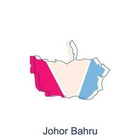 Karta av johor bahru färgrik modern översikt vektor design mall, logotyp element för mall.
