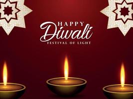 glückliche diwali Feiergrußkarte mit Vektorillustration von diwali diya vektor