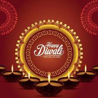 indisk traditionell festival lycklig diwali firande gratulationskort med vektorillustration vektor