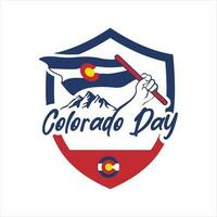 colorado dag skydda ikon logotyp med colorado flagga vektor illustration