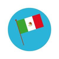 mexikanischer Flaggenblock und flache Stilikone vektor