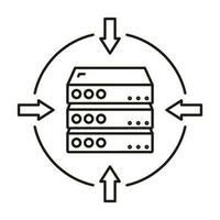 Fernbedienung Computer Server Daten Austausch Wolke Symbol schützen Datenbank Lagerung, Technologie Information Gliederung eben Vektor Illustration, isoliert auf Weiß.