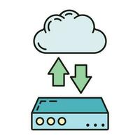 Daten Austausch Wolke Symbol, schützen Fernbedienung die Info Lagerung, Datenbank Computer Technologie Information Gliederung eben Vektor Illustration, isoliert auf Weiß.