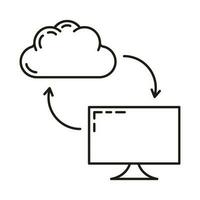 Daten Austausch Wolke Symbol, schützen Fernbedienung die Info Lagerung, Datenbank Computer Technologie Information Gliederung eben Vektor Illustration, isoliert auf Weiß.
