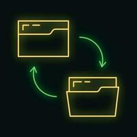 Mappe online Datenbank Computer Wolke Symbol glühen Neon- Stil, Daten Lager schützen Information Gliederung eben Vektor Illustration, isoliert auf Weiß.