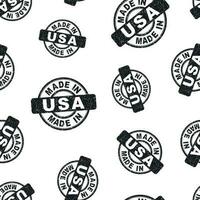 gemacht im USA Briefmarke nahtlos Muster Hintergrund. Geschäft eben Vektor Illustration. hergestellt im USA Symbol Muster.