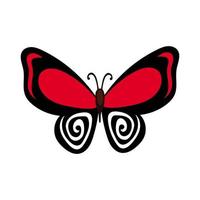 schöne Schmetterlingsinsekten-rote flache Stilikone vektor
