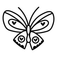 schönes Schmetterlingsinsekt mit Herzlinienstil vektor