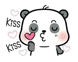 söt liten panda sändning kyss. platt tecknad serie stil. vektor