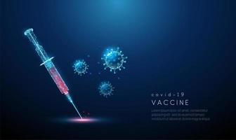 vaccin med låg poly-stil mot coronavirus covid19 vektor