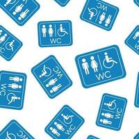 Toilette, Toilette nahtlos Muster Hintergrund. Geschäft eben Vektor Illustration. Männer und Frauen Zeichen zum Toilette Symbol Muster.