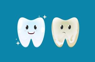 rengöring och hälsosam med smutsig och tand med tandplack vektor