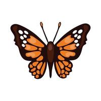 vacker fjäril orange insekt platt stilikon vektor