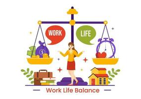 arbete liv balans vektor illustration av person balansering med jobb och familj eller fritid aktiviteter i göra flera saker samtidigt platt tecknad serie hand dragen mallar