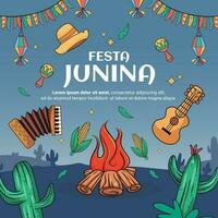 instagram Post mit junina Festival Thema vektor