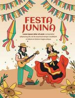 festa junina Festival Poster. Prämie Vektor. vektor