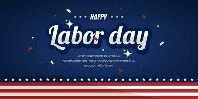 USA arbetskraft dag baner med blå bakgrund i förenad stater nationell flagga färger och text Lycklig arbetskraft dag. vektor illustration.