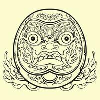 japansk daruma mask översikt vektor konst