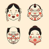 japanisch einstellen Maske Vektor Kunst
