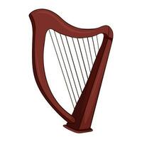 Antiquität, alt besaitet Musical Instrument ist ein klassisch hölzern Harfe. historisch Musical Instrument Harfe. isoliert Vektor Illustration