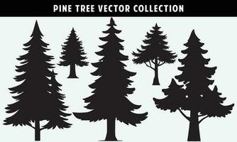 uppsättning av tall träd silhuetter vektor grafik för design