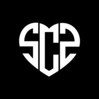 scz kreativ kärlek form monogram brev logotyp. scz unik modern platt abstrakt vektor brev logotyp design.