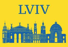 lviv Stadt Horizont, Ukraine. das die meisten berühmt Gebäude im Lemberg, Ukraine vektor