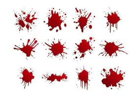 12 röd blod stänka ner uppsättning vektor illustrationer