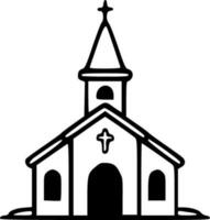 Kirche Gebäude schwarz Umrisse einfarbig Vektor Illustration