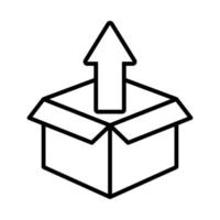 pil upp med kartong förpackning posttjänst linje stil vektor