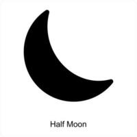 Hälfte Mond und Halbmond Symbol Konzept vektor