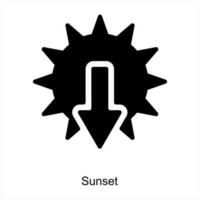 solnedgång och solnedgång ikon begrepp vektor