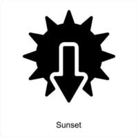 Sonnenuntergang und Sonnenuntergang Symbol Konzept vektor