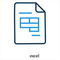 excel och databas ikon begrepp vektor