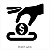 Föra in mynt och Bankomat ikon begrepp vektor