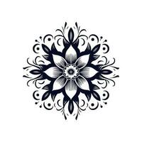 hand dragen blomma tatuering, geometrisk blomma konst vektor isolerat på vit bakgrund