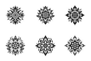 Hand gezeichnet Blume Tätowierung, geometrisch Blume Kunst Vektor isoliert auf Weiß Hintergrund