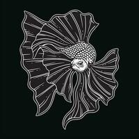 Hand gezeichnet Betta Fisch Wasser- schwarz Weiß Jahrgang dunkel Kunst zum tätowieren und Kleidung Illustration vektor