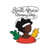 einer kontinuierlich Linie Zeichnung von Süd Afrika National Frauen Tag auf August 9.. Süd Afrika National Tag Design im einfach linear Stil. Süd Afrika Damen Tag Design Konzept Vektor Illustration