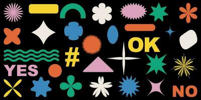 form uppsättning y2k stil för baner. form uppsättning y2k stil för dekoration.form uppsättning y2k stil för affisch. trendig geometrisk former.enkla former.trendiga 90-talet.y2k estetisk. vektor