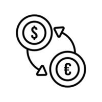 dollar och euromynt med pillinjestil vektor