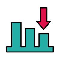 statistikfält med pil nedåt och fyllningsikon vektor