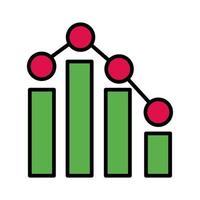 statistik staplar rad och fyll stil ikon vektor