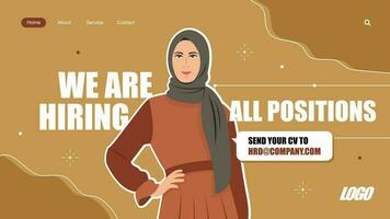 vi är anställa baner design med skön hijab kvinna vektor