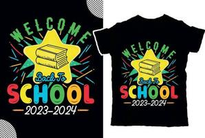 herzlich willkommen zurück zu Schule 2023-2024, zurück zu shcool t Hemd Design, t Hemd Design vektor